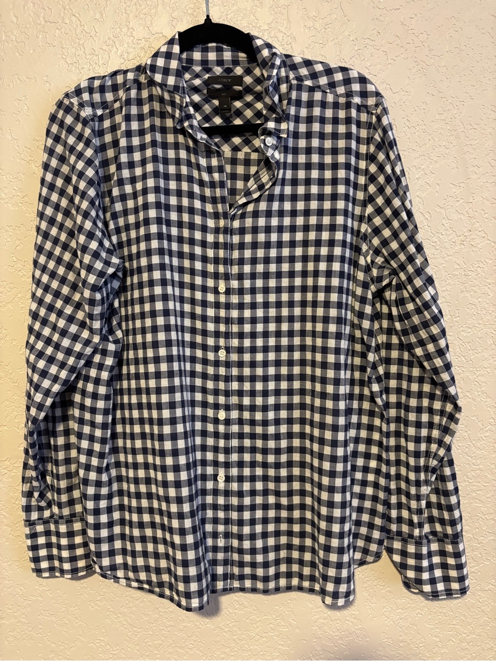 J. Crew Navy and White Gingham Button-Up Shirt - Picture 2 of 3